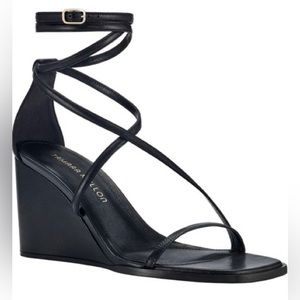Tamara Mellon SHADOW 75• NAPPA BLACK Wedge Sandals